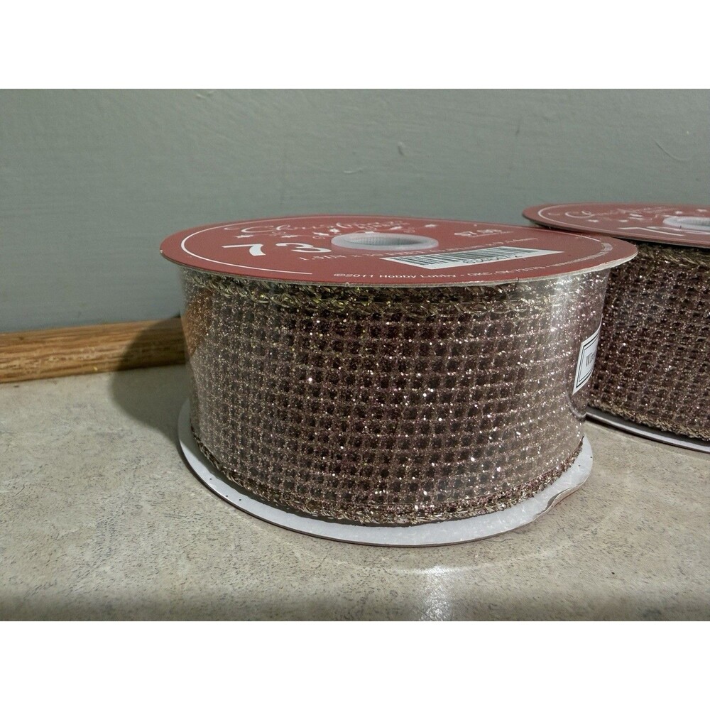 Jumbo  Of 3 Eleganza ROSE GOLD DECO MESH metallic Ribbon 90 Feets X 1.5 in - Picture 3 of 7